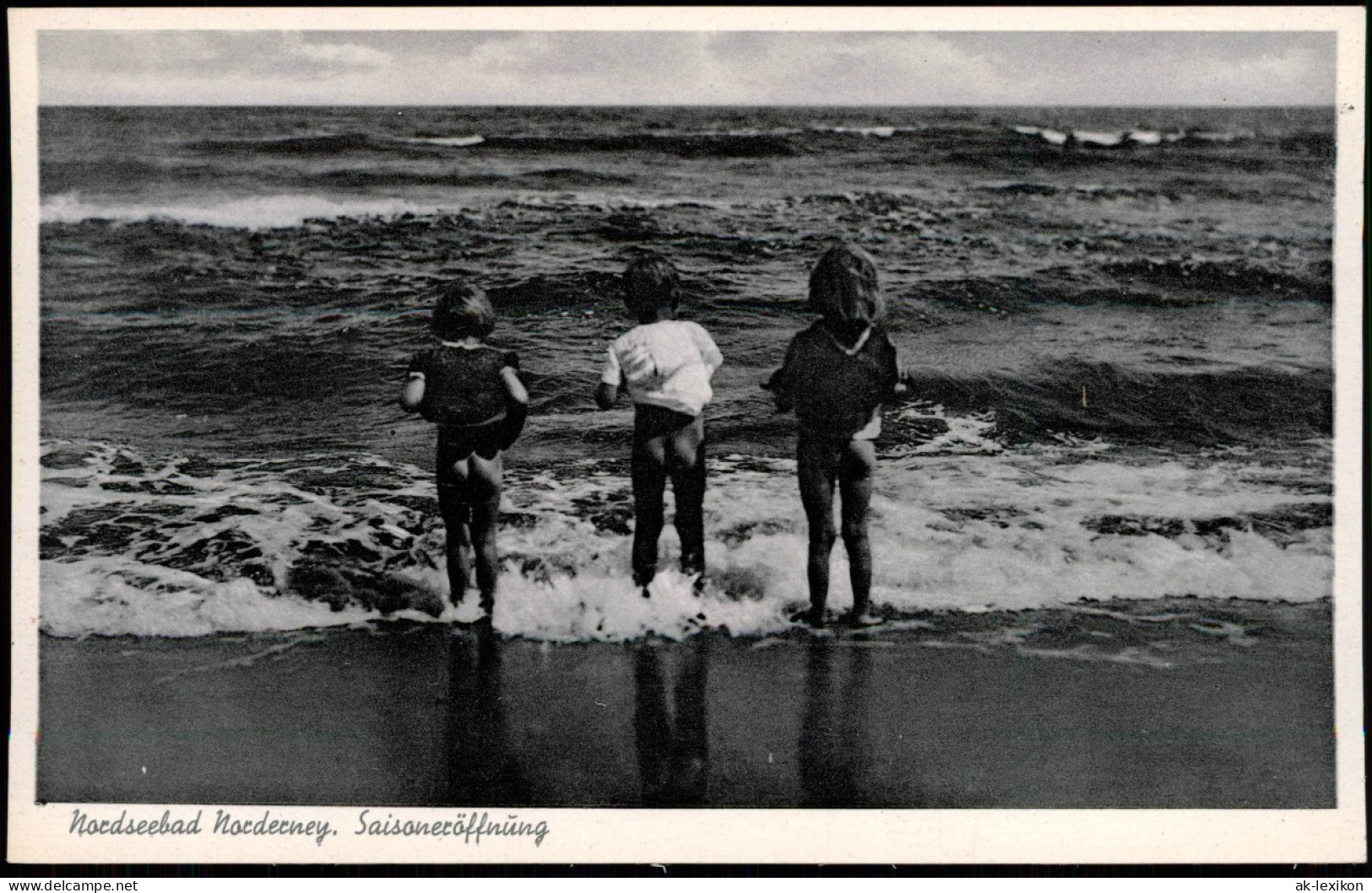 Ansichtskarte Norderney Strand Anbaden Kinder Saisoneröffnung 1939 - Norderney