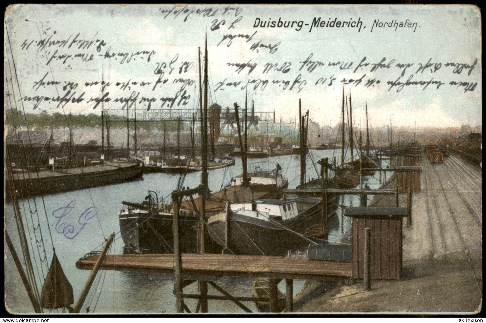 Meiderich-Beeck-Duisburg Stadtteilansichn Meiderich Schiffe Im Nord-Hafen 1910 - Duisburg