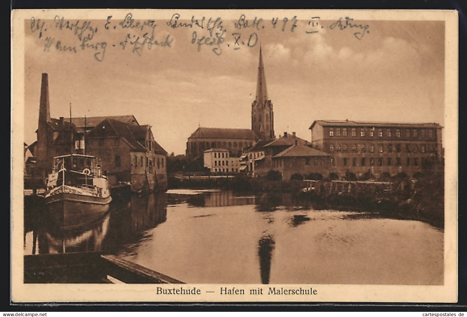 AK Buxtehude, Hafen Mit Malerschule Und Kirche  - Buxtehude