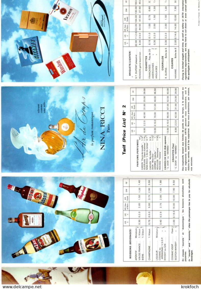 Catalogue Vente à Bord Air France - Quelle Date ? Mais Whisky à 1,90 F - Dépliant Recto-verso à Cinq Volets - Publicités