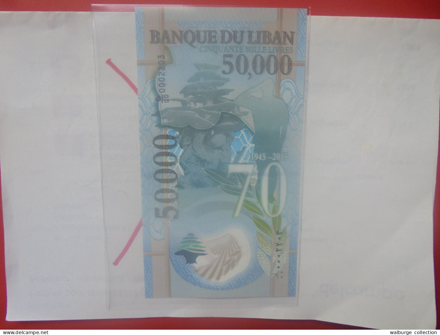 LIBAN 50.000 LIVRES 2015 Neuf COTE:100$ ASSEZ RARE ! (B.33) - Liban