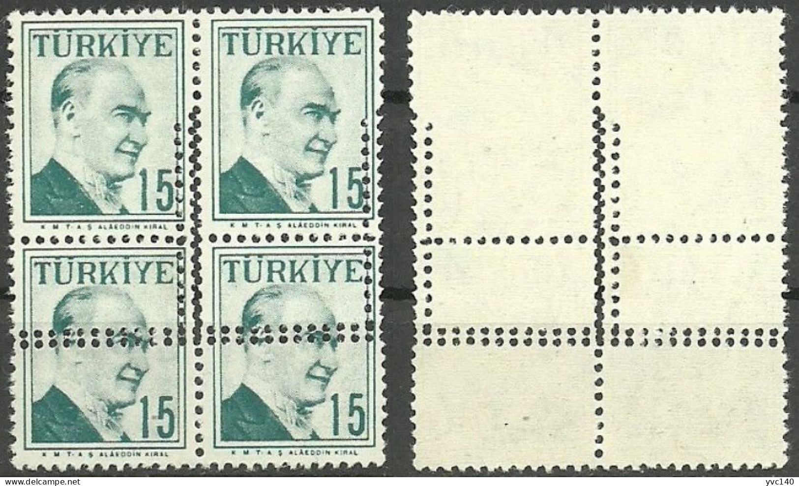 Turkey; 1957 Regular Postage Stamp 15 K. ERROR "Multiple Perf." - Neufs