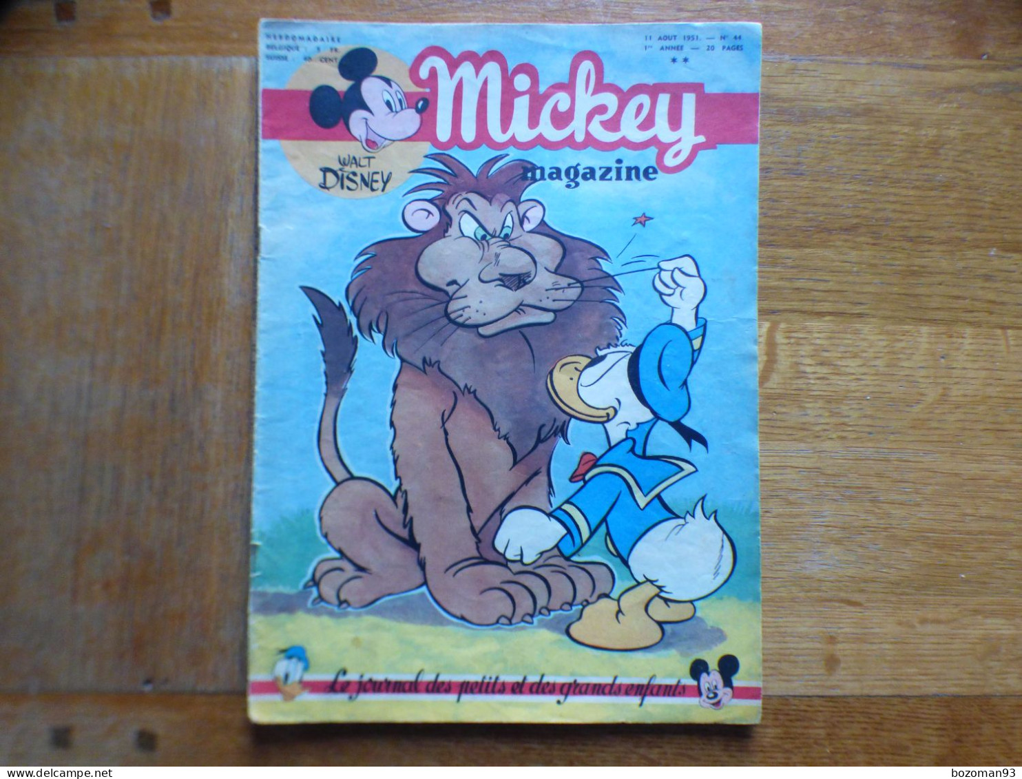 JOURNAL MICKEY BELGE  N° 44  Du 11/08/1951  COVER DONALD + BAMBI - Journal De Mickey