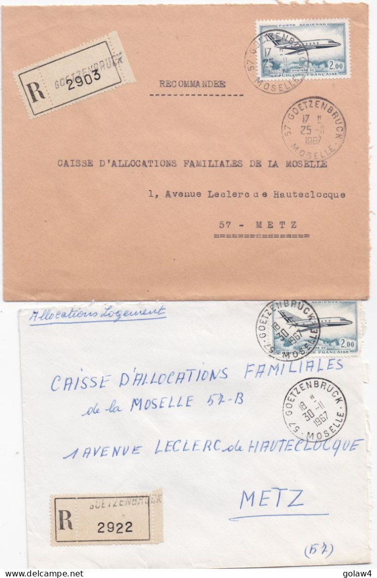 36980# LOT 9 LETTRES FRANCHISE PARTIELLE RECOMMANDE Obl GOETZENBRUCK MOSELLE 1967 1968 Pour METZ 57 - Storia Postale