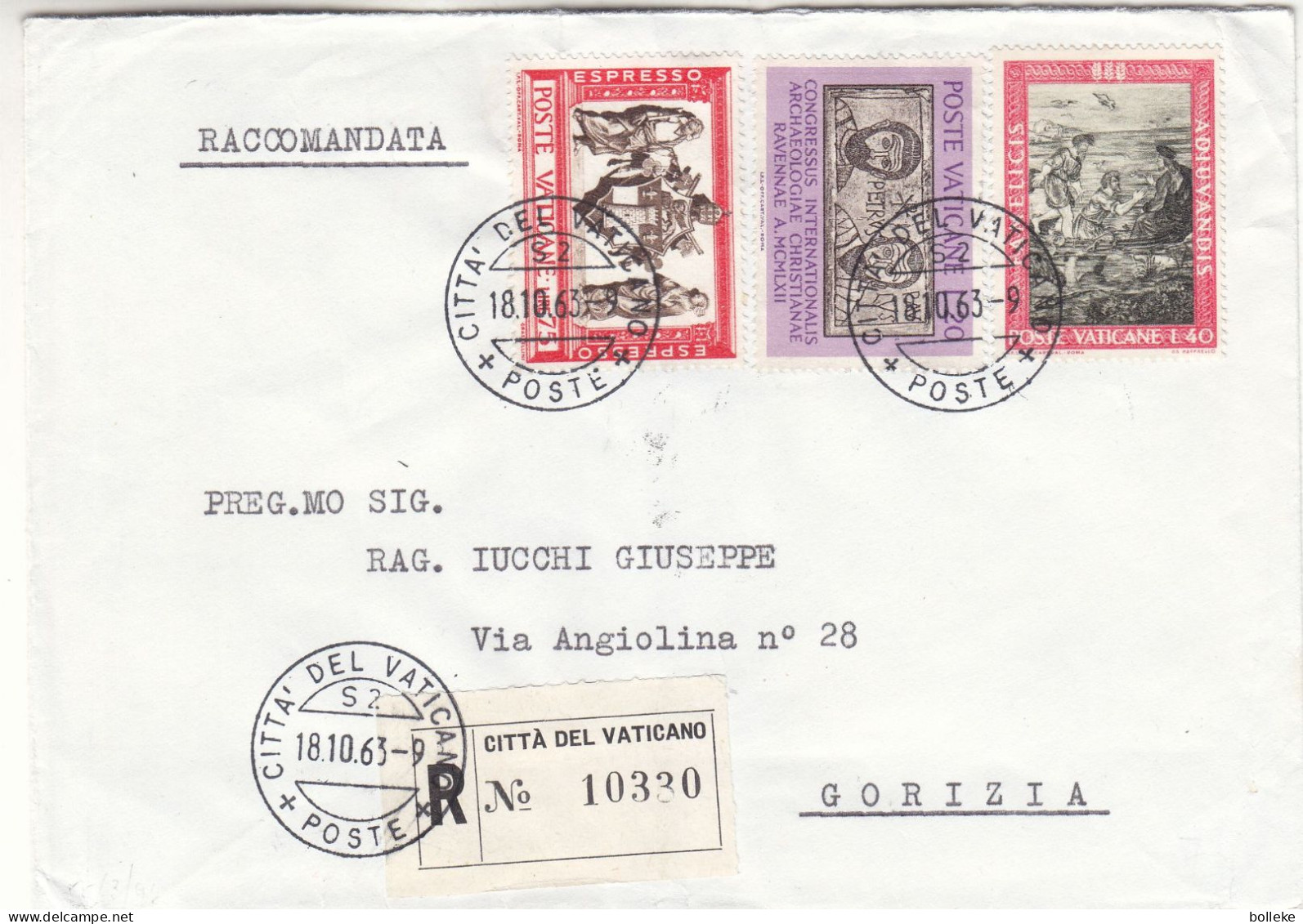 Vatican - Lettre Recom De 1963 - Oblit Citta Del Vaticano - Exp Vers Gorizia - - Briefe U. Dokumente