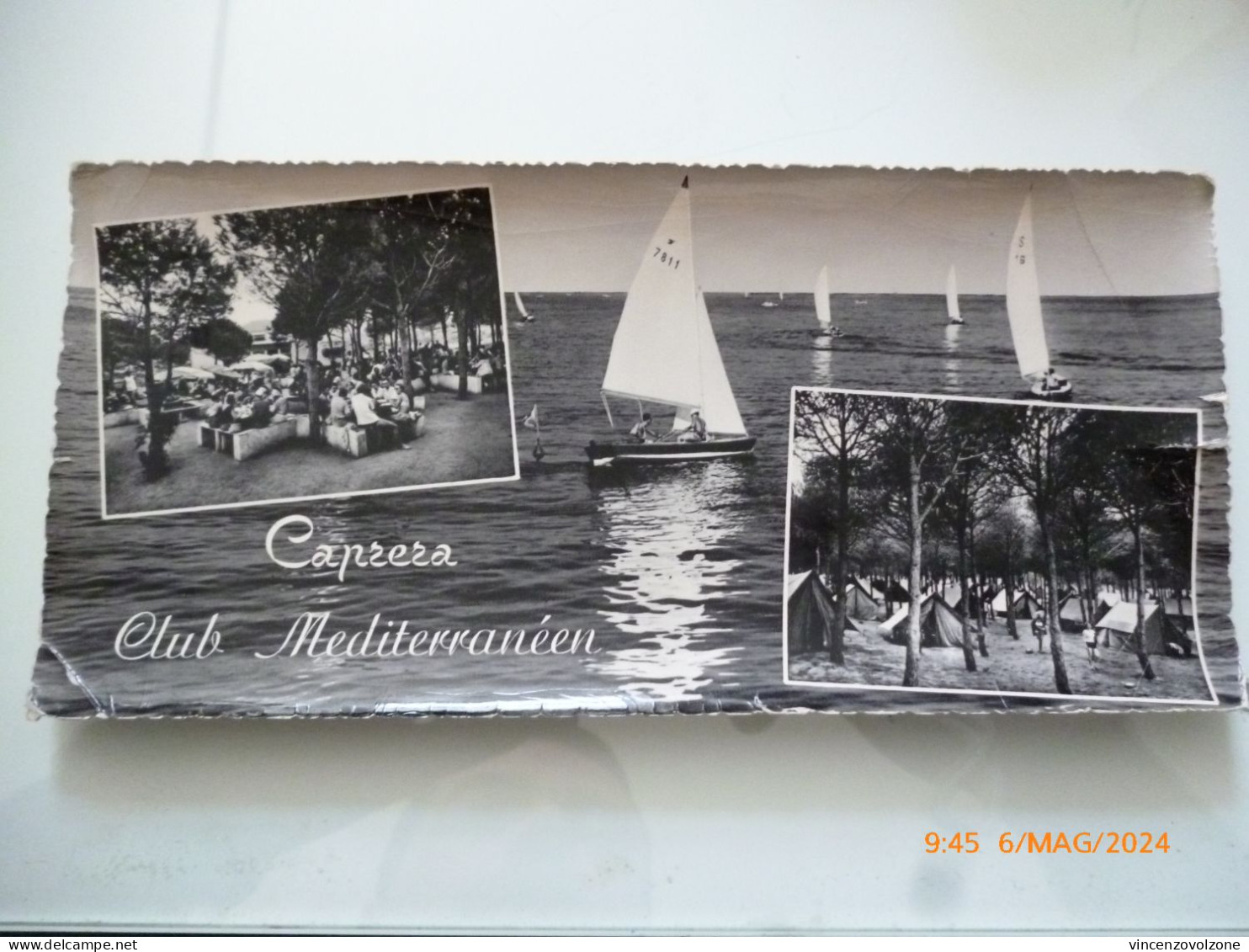 Cartolina Viaggiata Panoramica "Caprera Club Mediteranee" Anni 1950 - Hotels & Restaurants