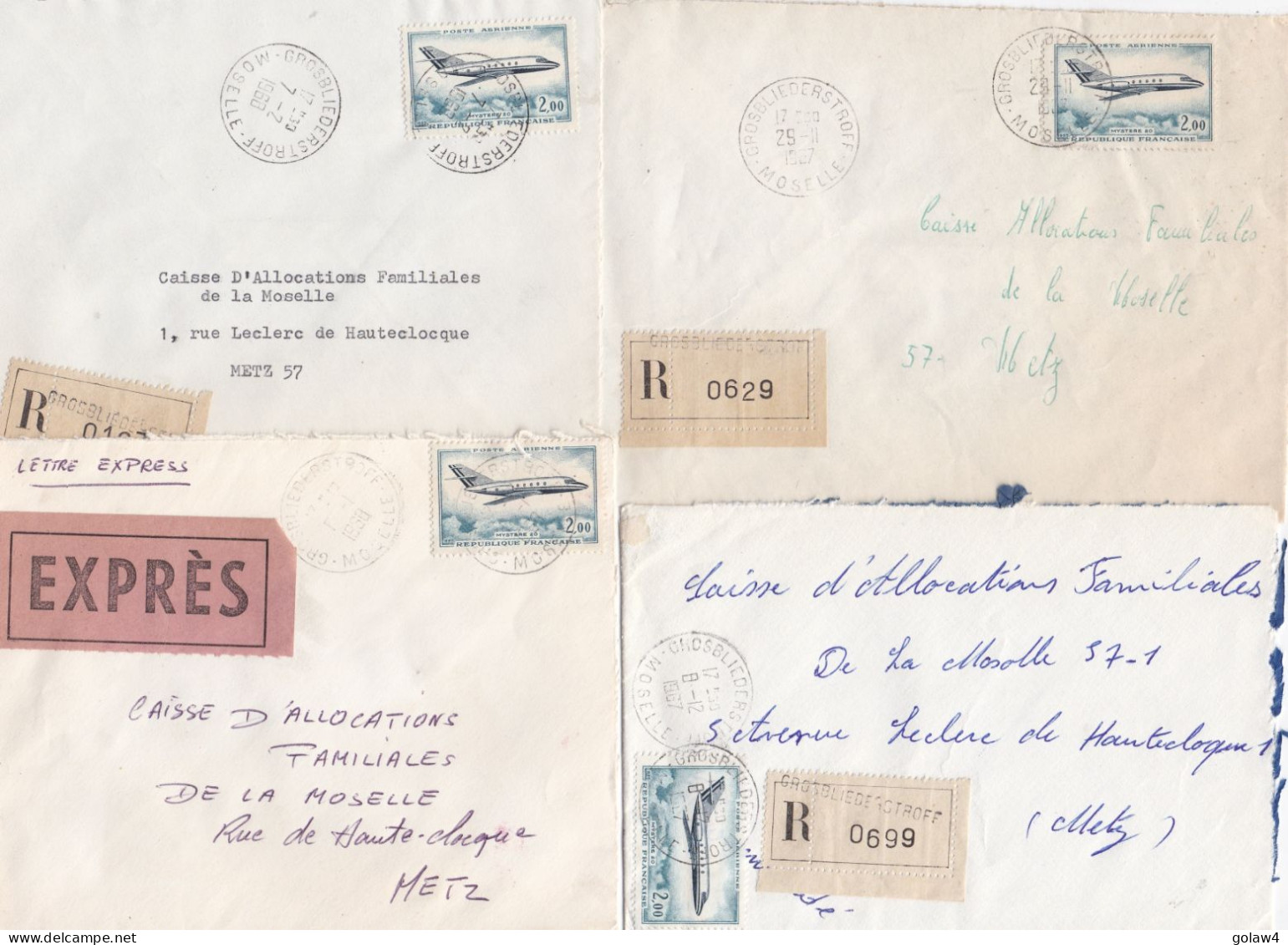 36983# LOT 14 LETTRES FRANCHISE PARTIELLE RECOMMANDE Obl GROSBLIEDERSTROFF MOSELLE 1967 1968 Pour METZ 57 - Covers & Documents