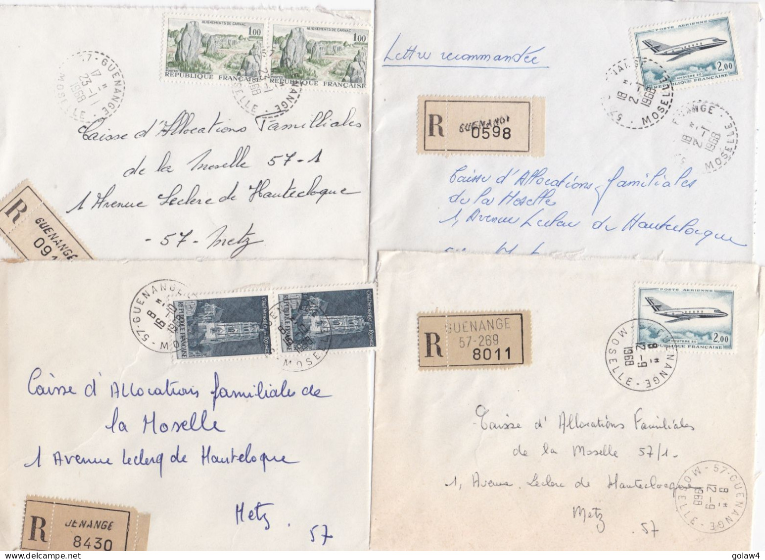 36985# LOT 22 LETTRES FRANCHISE PARTIELLE RECOMMANDE Obl GUENANGE MOSELLE 1967 1968 Pour METZ 57 - Storia Postale