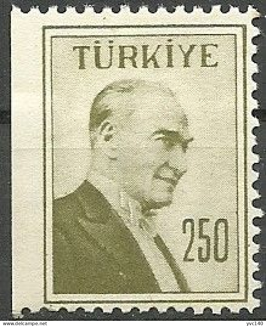 Turkey; 1957 Regular Postage Stamp 250 K. ERROR "Imperf. Edge" - Unused Stamps