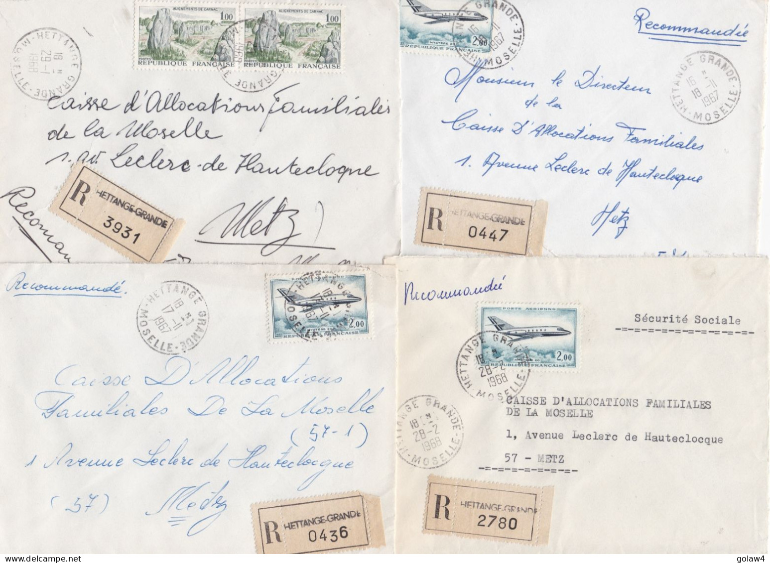 36993# LOT 29 LETTRES FRANCHISE PARTIELLE RECOMMANDE Obl HETTANGE GRANDE MOSELLE 1967 1968 Pour METZ 57 - Storia Postale