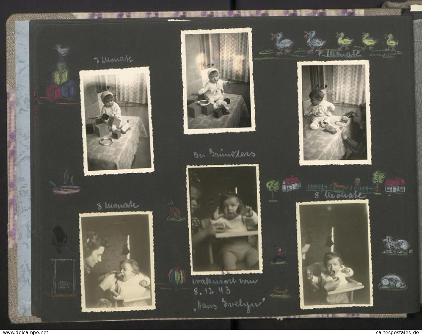 Fotoalbum mit 200 Fotografien, Mutterglück, Familie Bosse (1942-1958), Kinderfotos, Kinderwagen, Soldat in Uniform 