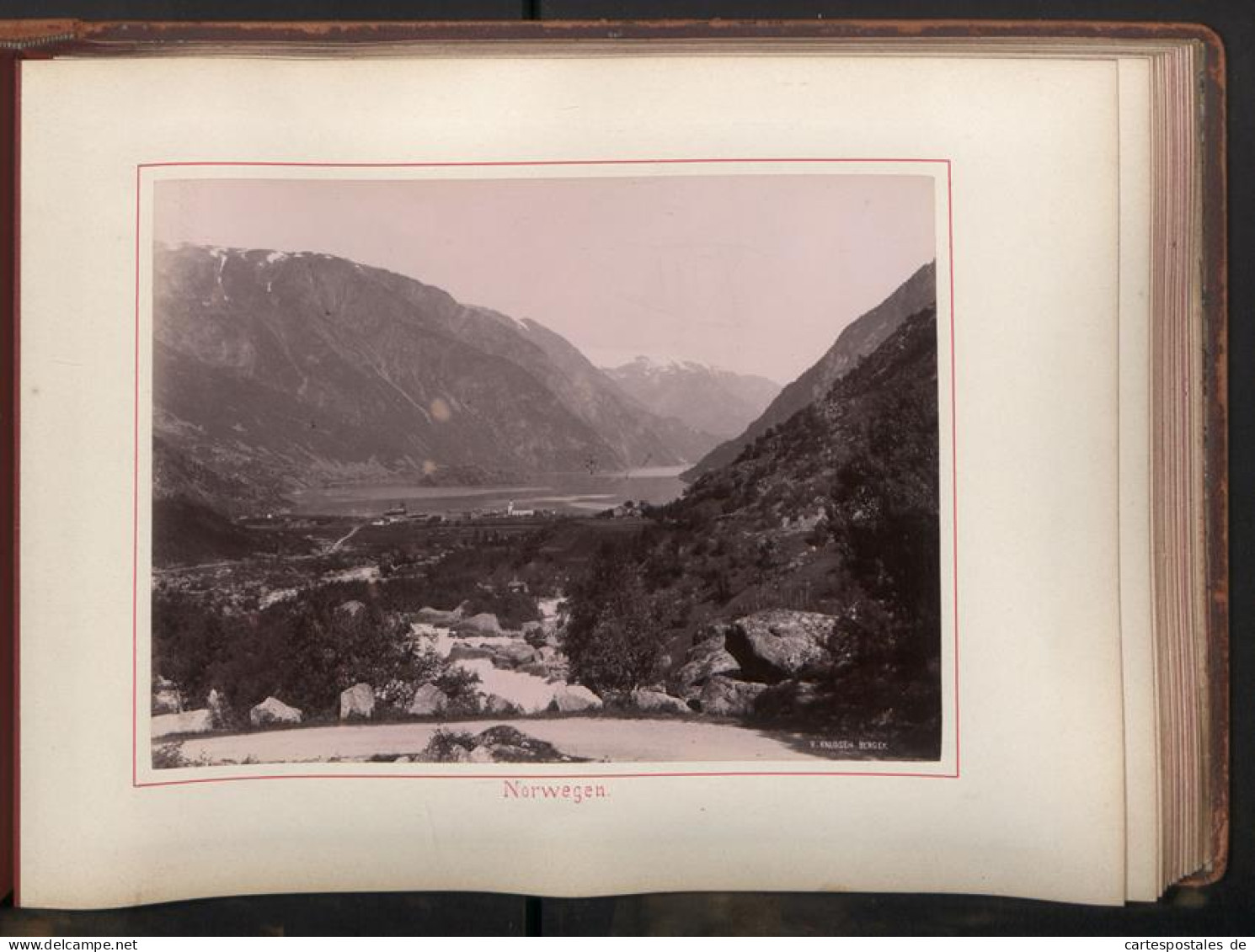 Fotoalbum mit 87 Fotografien, Ansicht Norwegen, K. Knudsen (Bergen), Kristiania, Schleuse (Strengen), Gletscher, Frank 