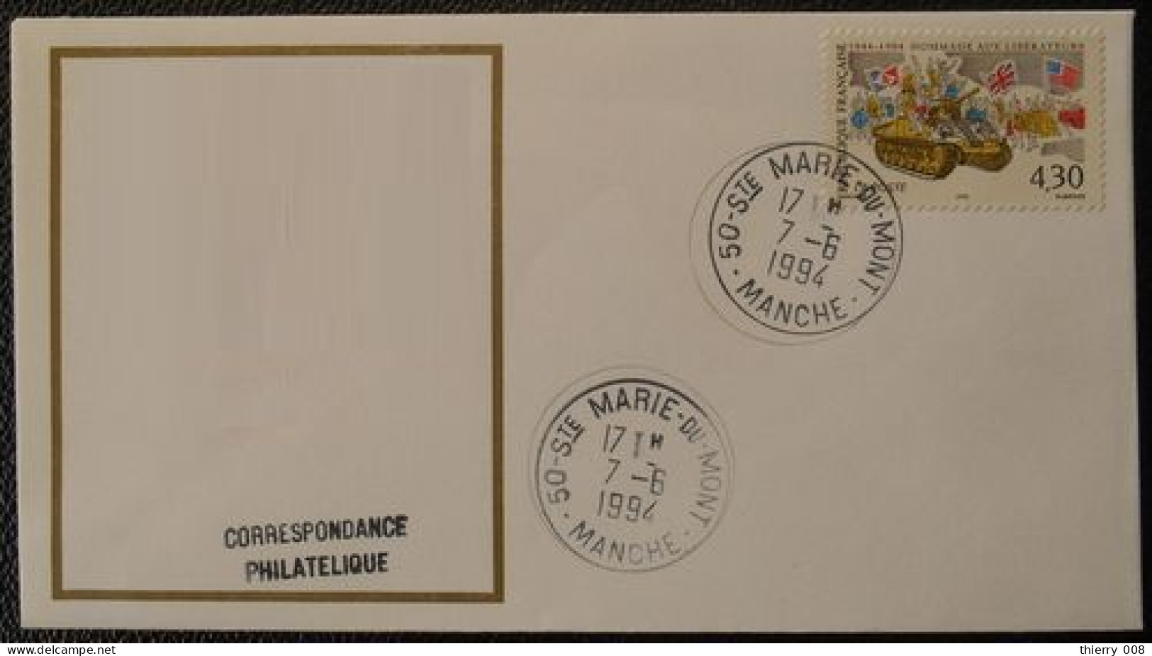S117 Cachet Temporaire Sainte Marie Du Mont 50 Manche Débarquement 7 Juin 1994 - Manual Postmarks