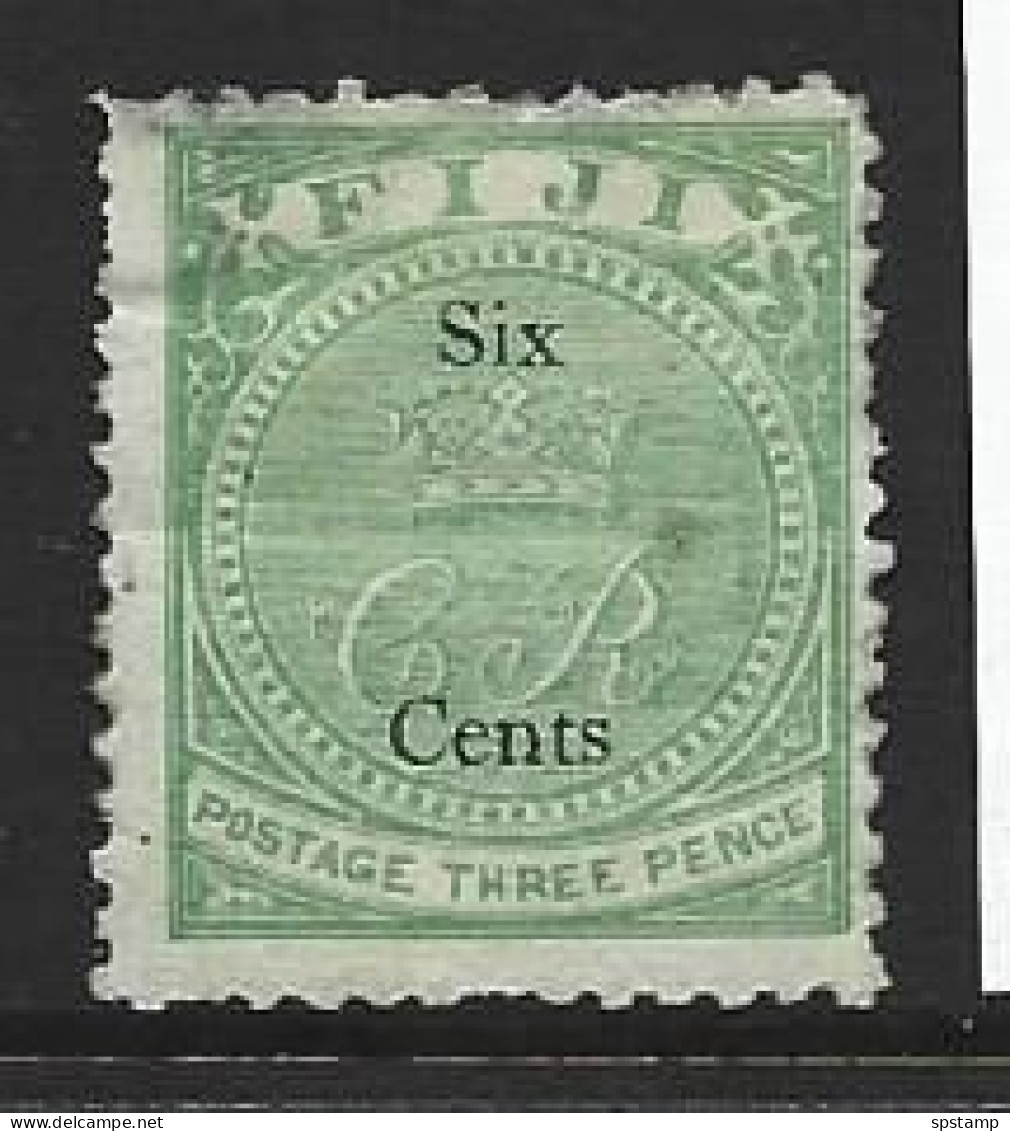 Fiji 1872 6 Cent Surcharge On 3d Green Crown & CR Mint , Faults - Fiji (...-1970)