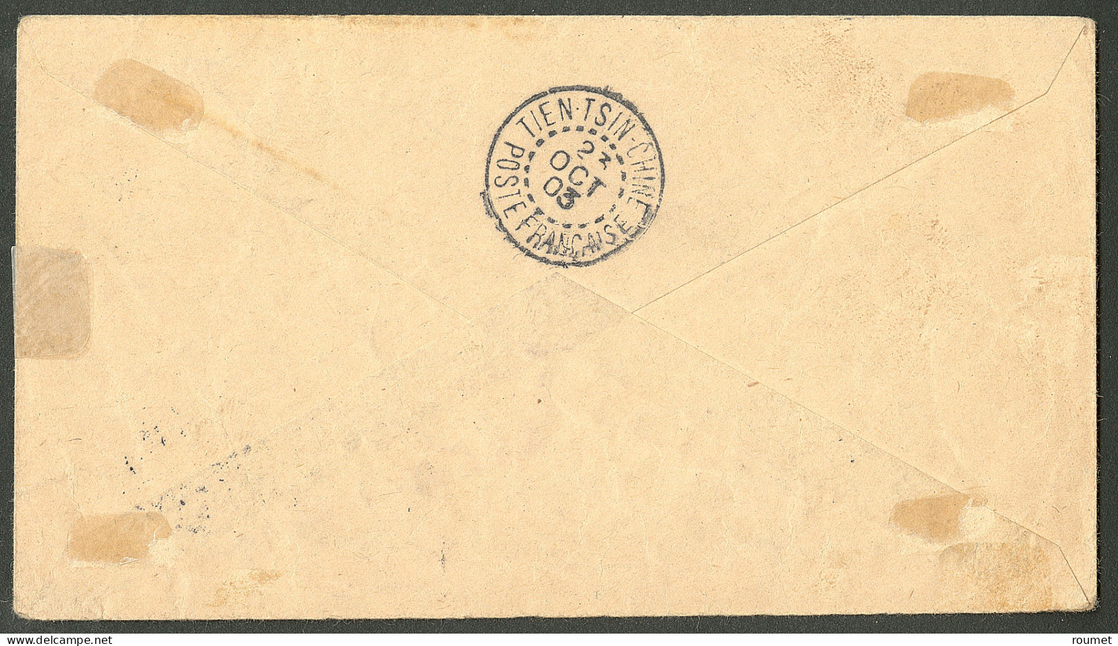 Lettre Taxe. No 9a, Surcharge Violette, Obl Cad "Tien-tsin Chine" Oct 1903 Sur Enveloppe Locale Non Affie. - TB. - R - Other & Unclassified