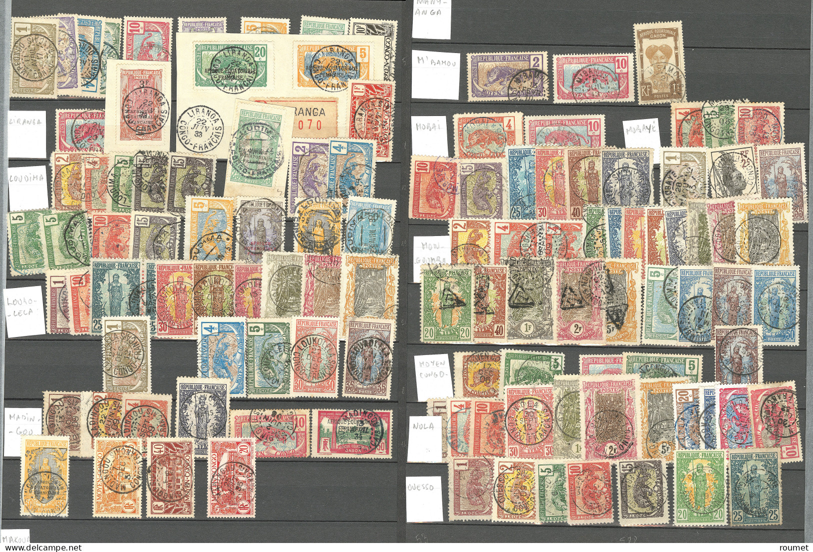 Collection. 1900-1933, Sur Timbres Du Gabon, Moyen Congo Ou Tchad, Obl Choisies Et Petits Bureaux, Entre Ballois Et Zing - Otros & Sin Clasificación