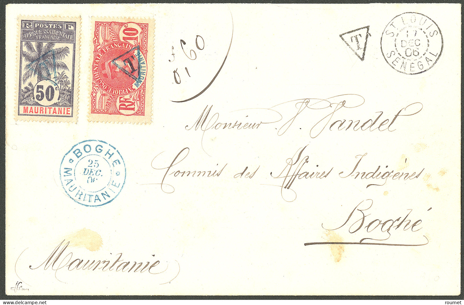 Lettre Taxe. Cad "Boghe", Sur N°2 + 7 Sur Enveloppe De St Louis 1906. - TB. - R - Other & Unclassified