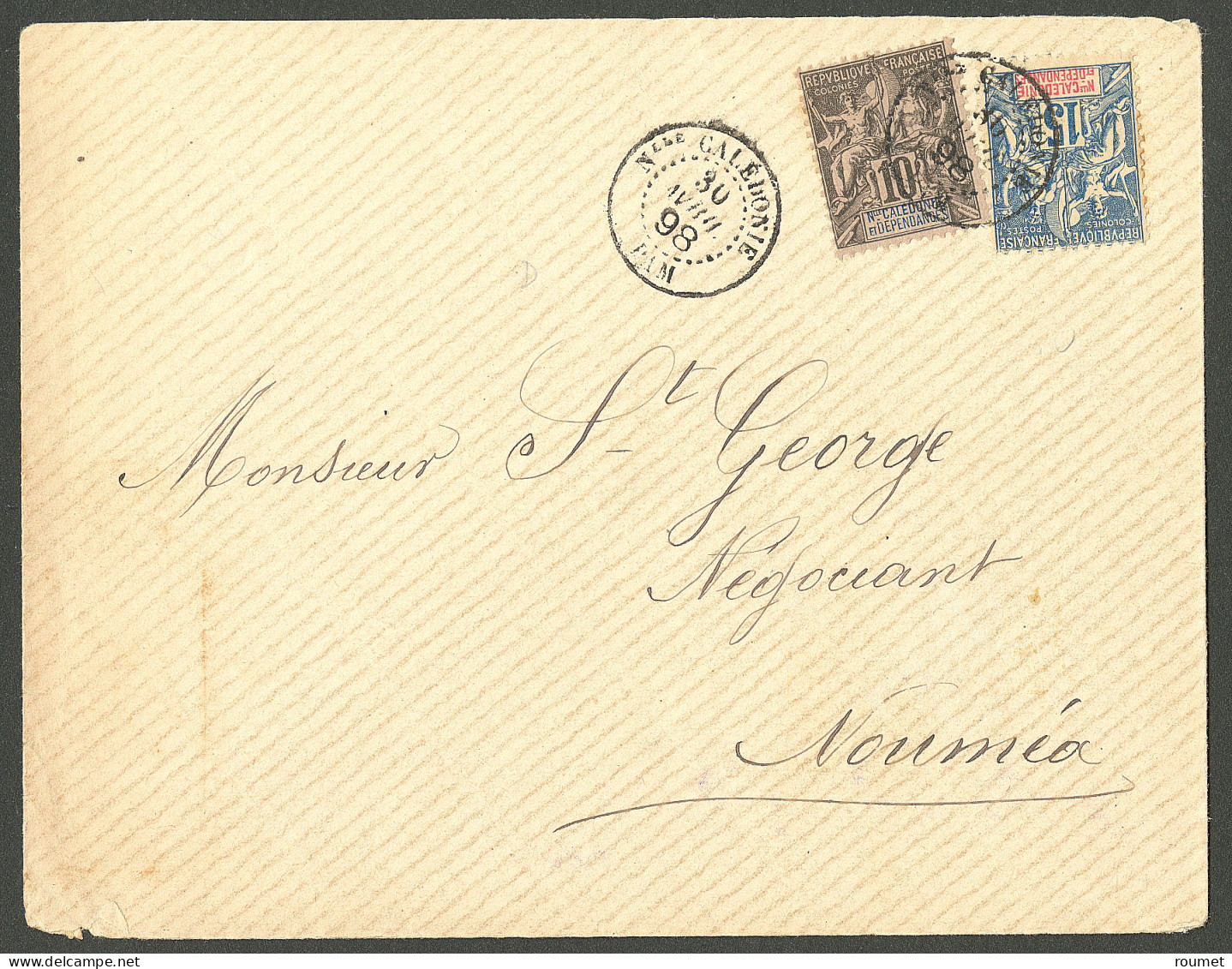 Lettre Cad "Nlle Calédonie/Pam". Nos 45 + 46 Sur Lettre Pour Nouméa, 1898. - TB - Altri & Non Classificati