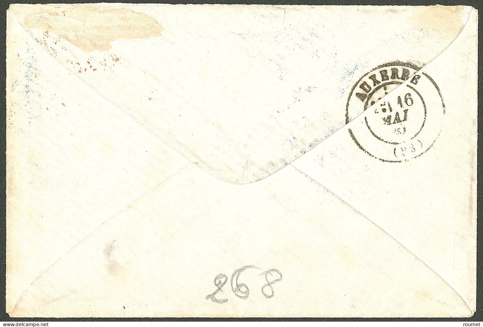 Lettre Cad Bleu "Réunion/Saint Denis" Sur CG N°23 Sur Lettre Pour Auxerre, 1880. - TB - Autres & Non Classés