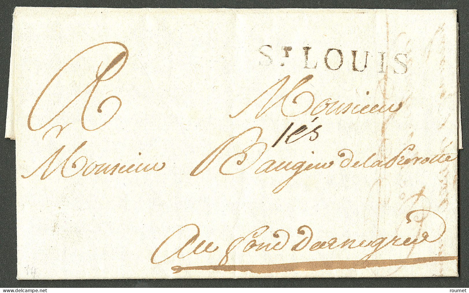 Lettre St Louis (Jamet N°3). Lettre Avec Texte Daté Du 13 Juin 1784 Pour Le Fond Des Nègres. - TB - Haiti