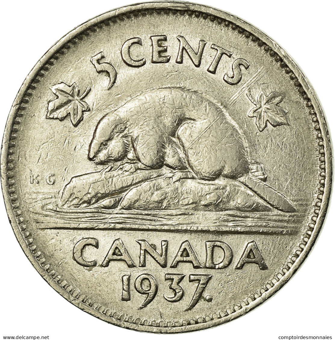 Monnaie, Canada, George VI, 5 Cents, 1937, Royal Canadian Mint, Ottawa, TTB - Canada