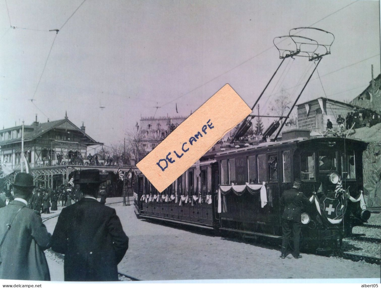 Ligne Montreux-Glion - Inauguration En Gare De Glion En 1909 - Reproduction - Montreux