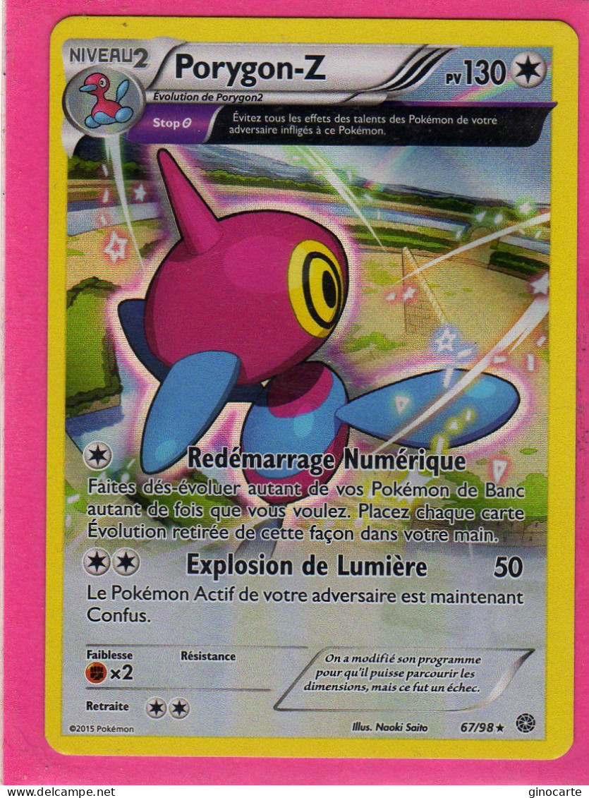 Carte Pokemon Francaise 2015 Xy Origine Antique 67/98 Porygon Z 130pv Brillante Bon Etat - XY