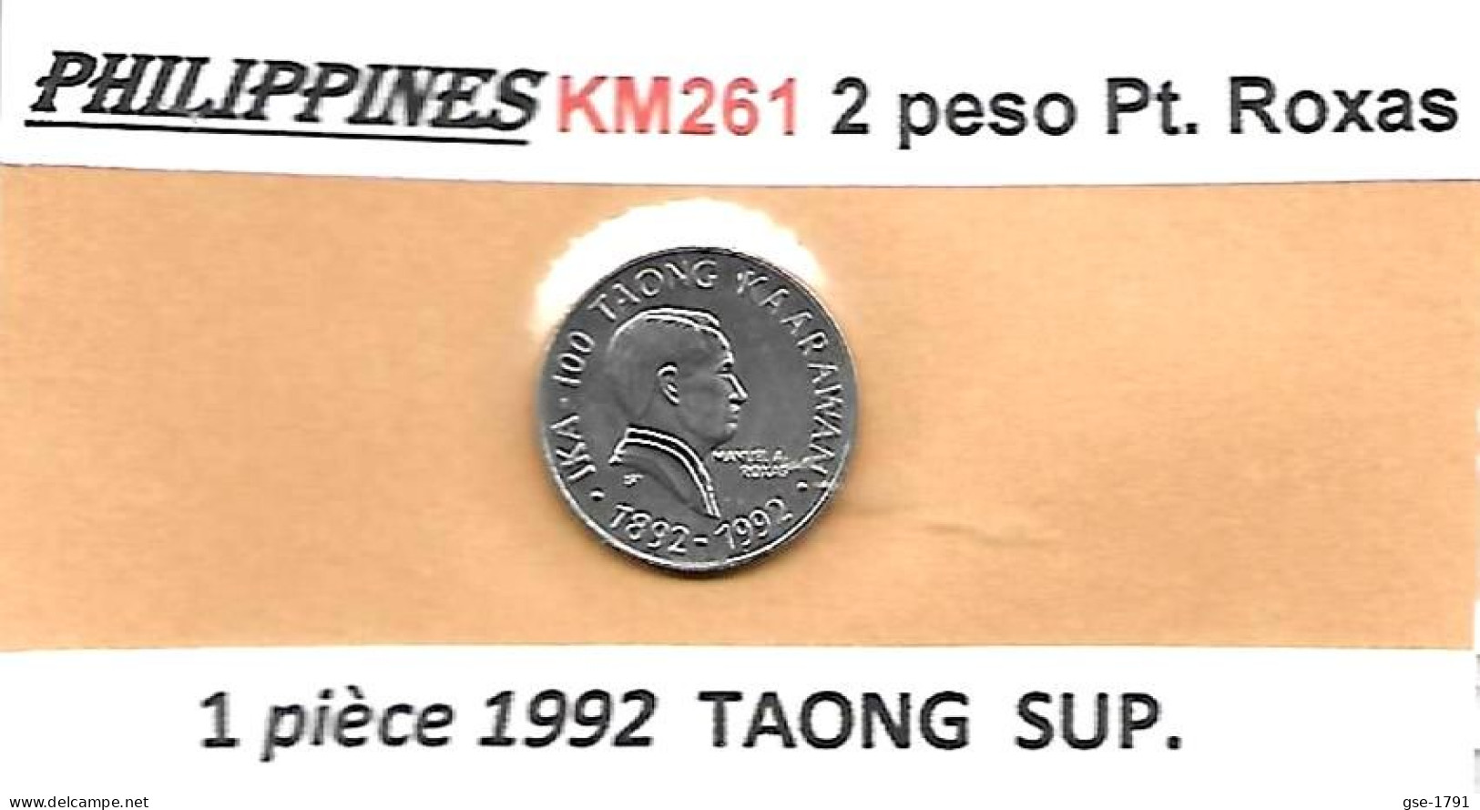 PHILIPPINES  2 PESOS Commémorative KM 261  TAONG  1992  SUP - Filippijnen