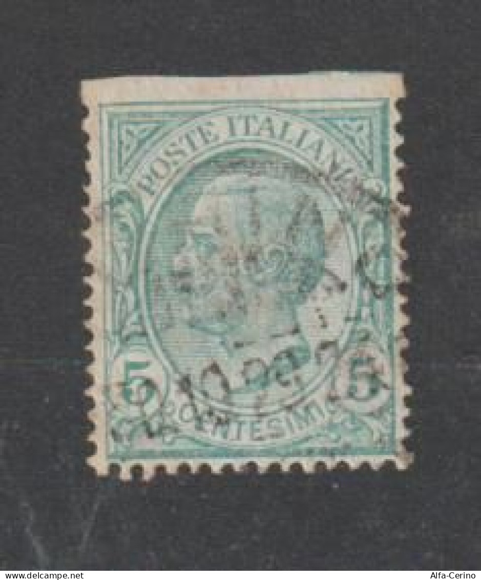 REGNO  VARIETA':  1906  VITTORIO  EMAN. III°  -  5 C. VERDE  US. -  NON  DENTELLATO  IN  ALTO  -  SASS. 81 H - Gebraucht