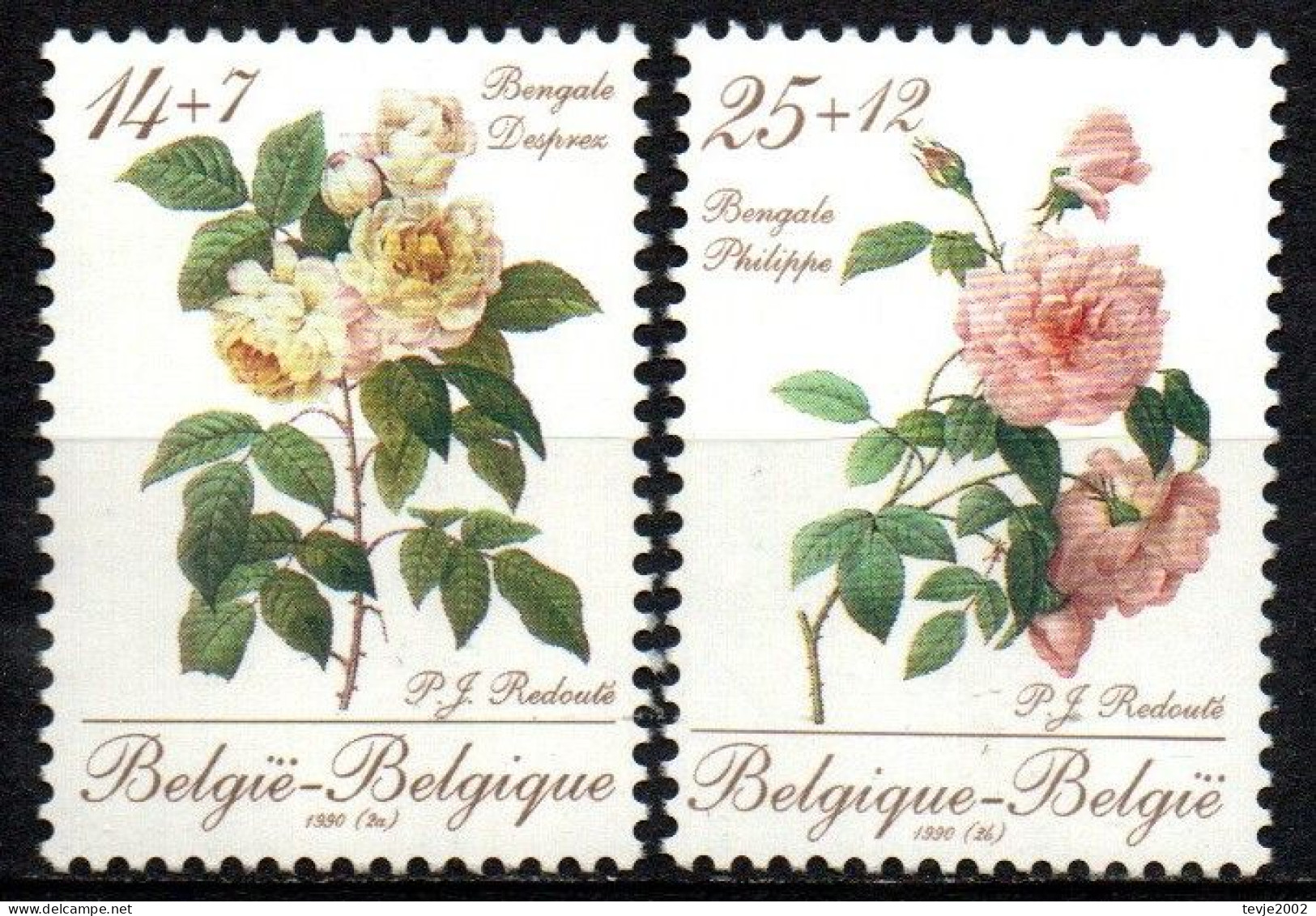 Belgien 1990 - Mi.Nr. 2405 - 2406 - Postfrisch MNH - Blumen Flowers Rosen Roses - Rozen