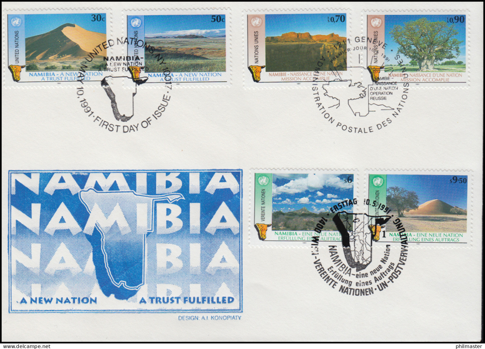 Namibia: Eine Neue Nation - Schmuck-FDC Der 3 UNO-Ausgaben 10.5.1991 - Otros & Sin Clasificación