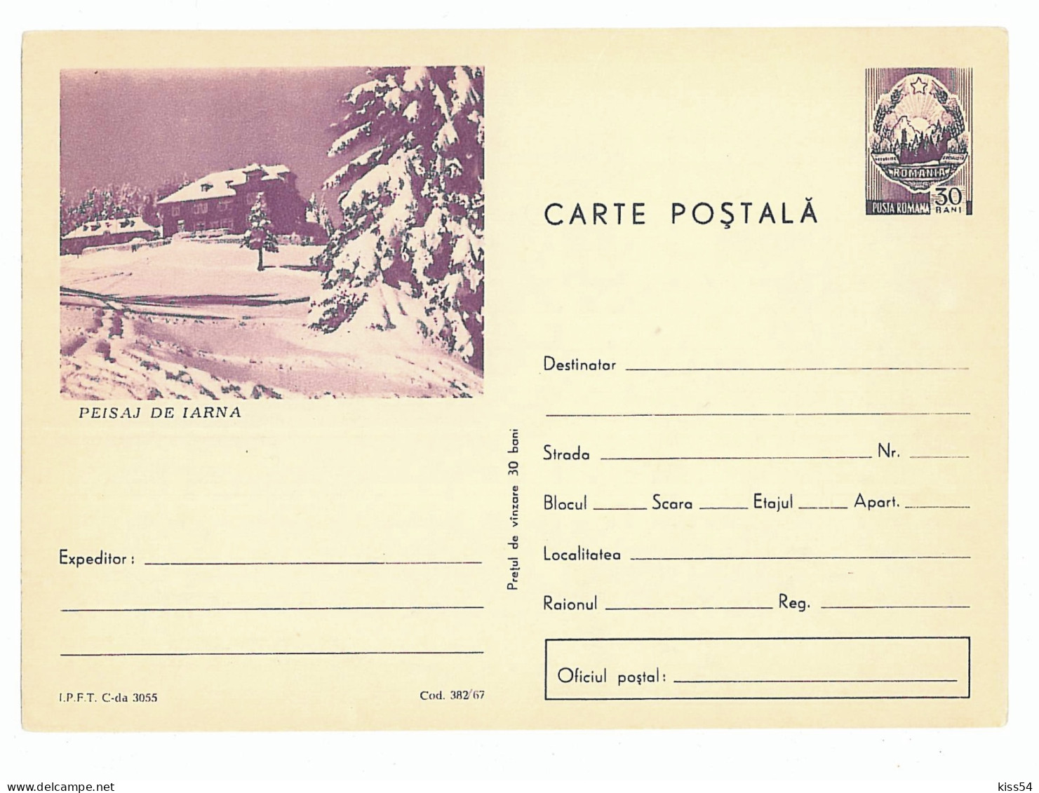 IP 67 - 382 Winter In The Mountain - Stationery - Unused - 1967 - Ganzsachen