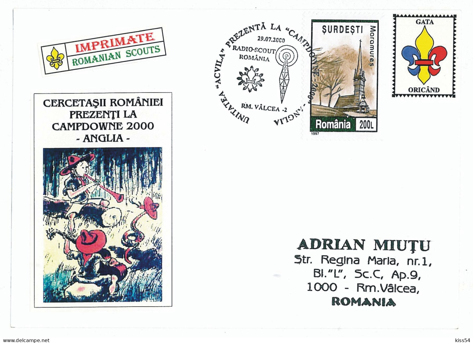 SC 70 - 1046 Scout ROMANIA - Cover - Used - 2000 - Lettres & Documents