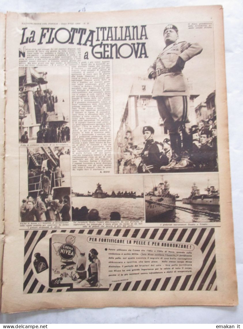 # ILLUSTRAZIONE DEL POPOLO N 22 /1938 GUERRA CINA GIAPPONE / FOTO DUCE A GENOVA FLOTTA ITALIANA - Primeras Ediciones