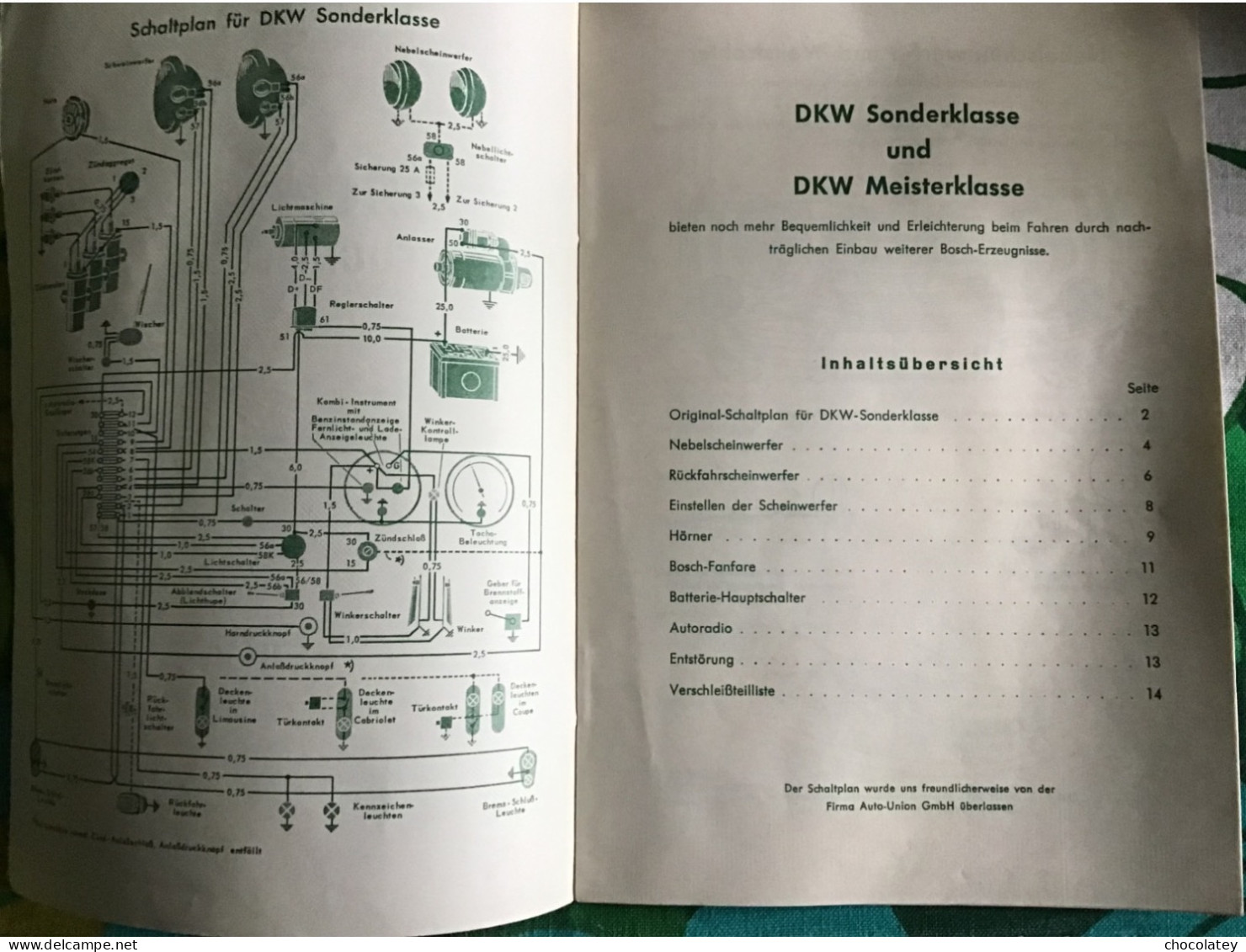 Bosch Erzeugnisse D K W Farhzeugen 1955 15 Pag - Technical