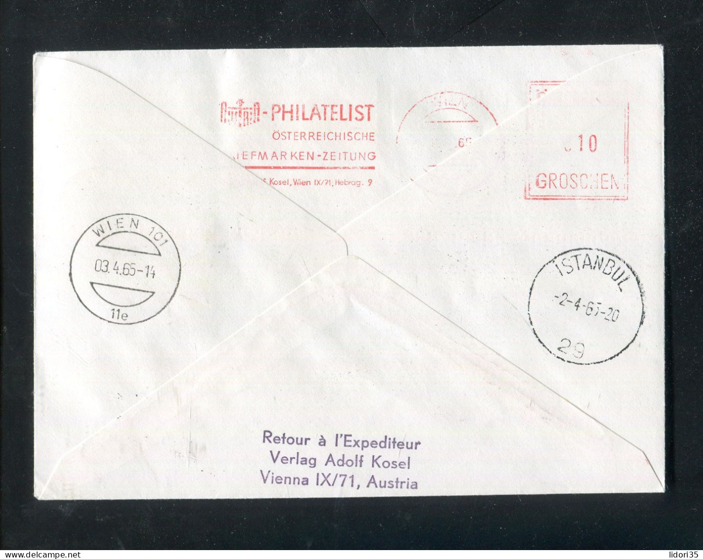 "OESTERREICH" 1965, AUA-Caravelle-Erstflugbrief "Wien-Istanbul" (L1238) - Premiers Vols