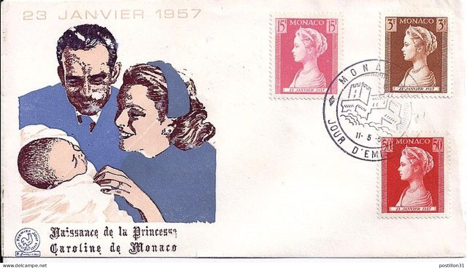 MONACO N° 480/482/485 S/L. DE MONACO/11.5.57   - Lettres & Documents