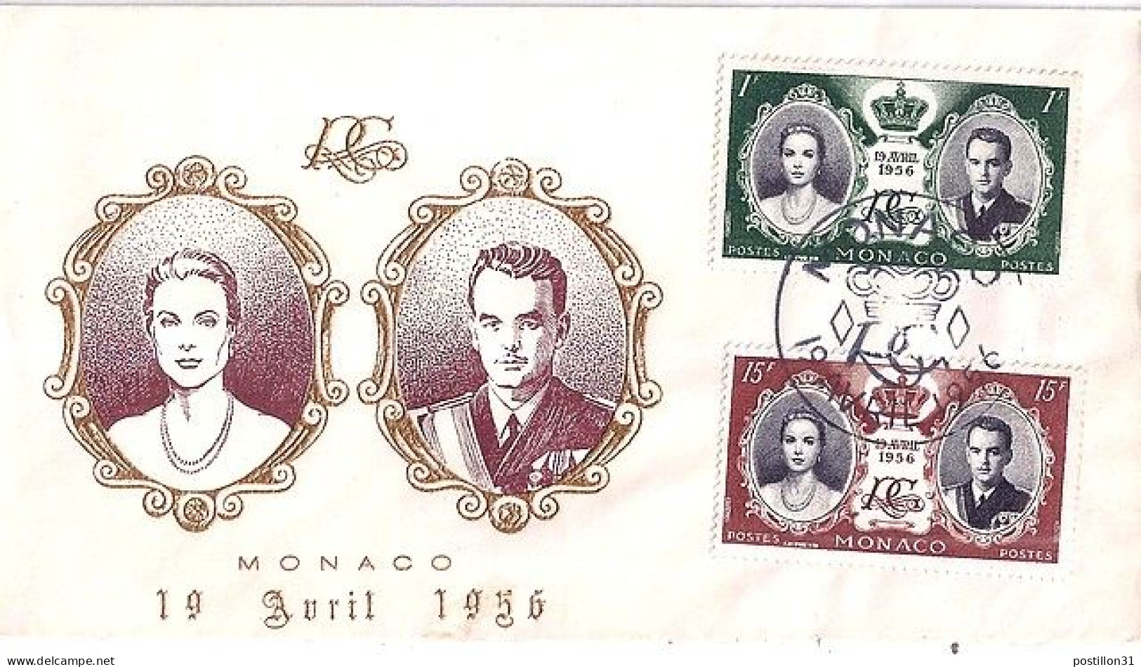 MONACO N° 473/477 S/L. DE MONACO/19.4.56    - Lettres & Documents