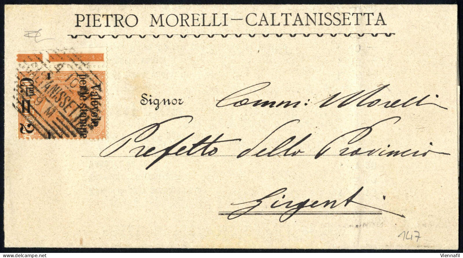 Cover 1891, Stampato Del 4.10.1891 Da Caltanisetta Per Girgenti, Affrancato Per Il Primo Porto Per L'interno Di Stampe C - Sonstige & Ohne Zuordnung