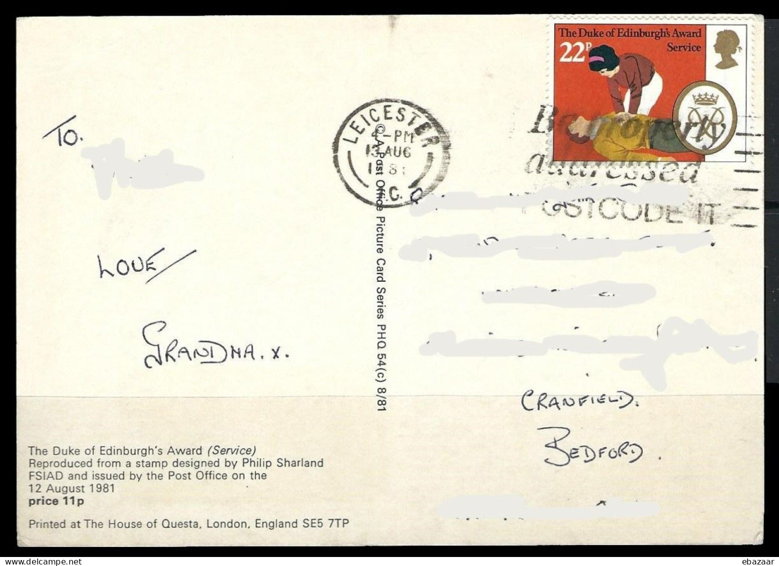 GB England UK To Bedford 1981 Postcard + Same Stamp On Reverse - Santé