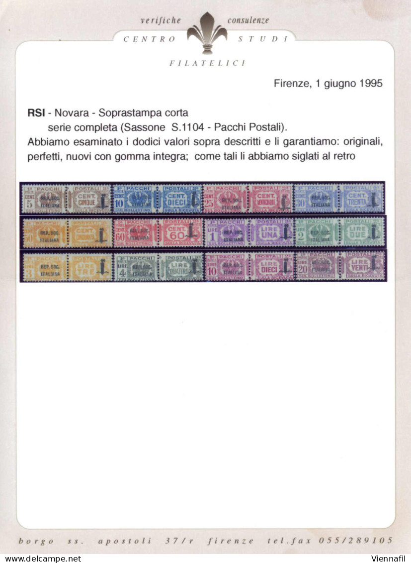 ** 1944, Pacchi Postali Del 1927-.32 Con La Soprastampa "R.S.I." E Fascetto Corta (36 Mm) Di Novara, Serie Completa Di 1 - Sonstige & Ohne Zuordnung