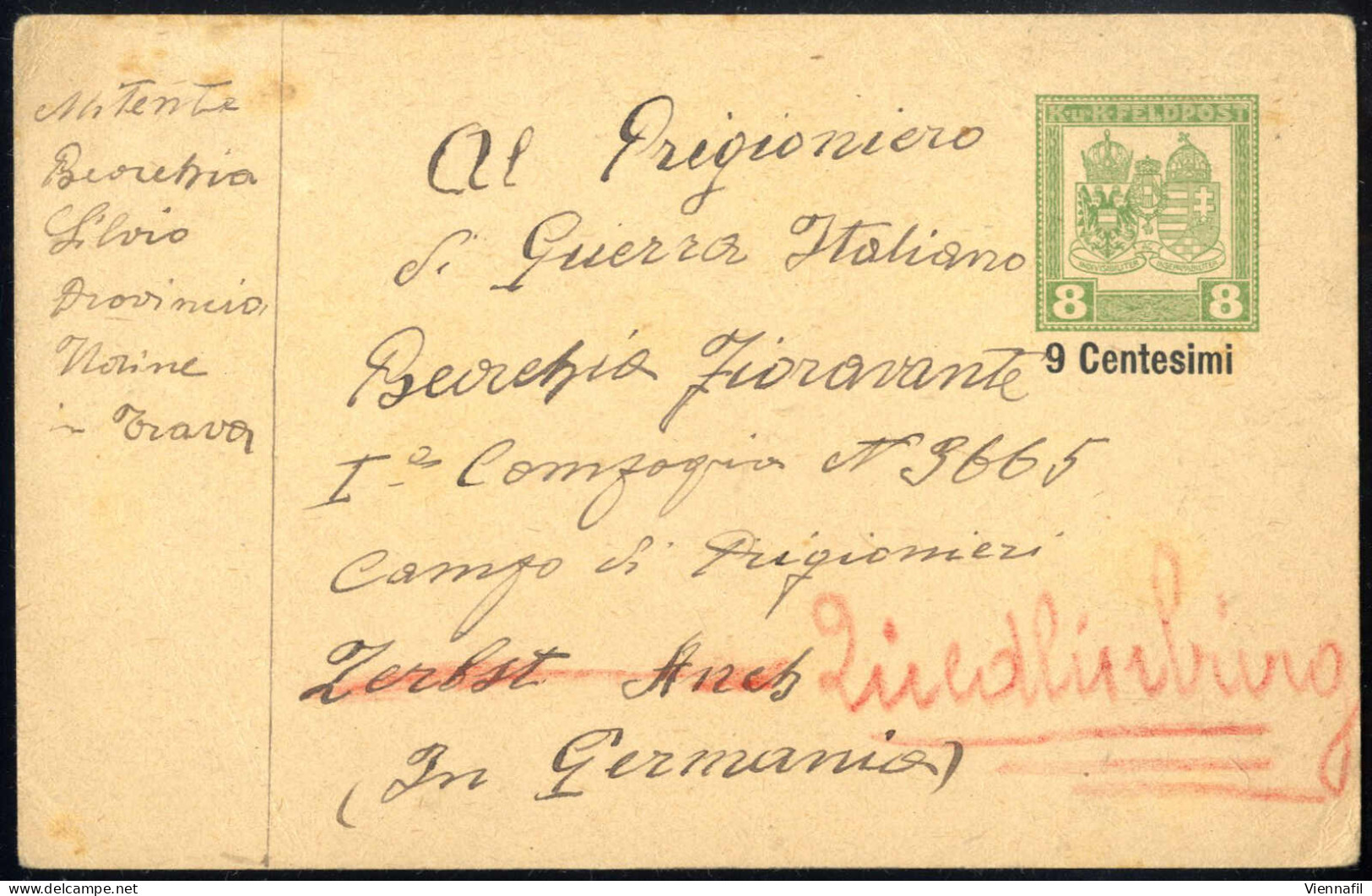 */cover 1917-18, Lot von 9 Feldpostkarten aus den besetzten Gebieten Italiens mit verschiedenen Stempeln (darunter Tolme