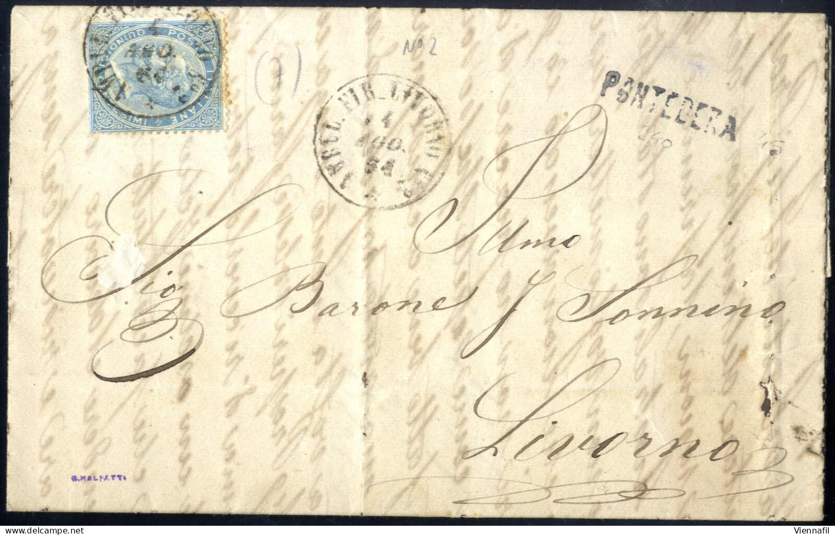 cover 1864/65, 14 lettere affrancate con 15 c. e 40 c. De La Rue e "ferro di cavallo" I, II e III tipo, tutte usate sull