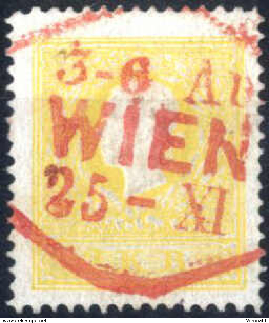 O 1858, 2 Kr. Dunkelgelb In Type I, Mit Klarem Teilabdruck Des Roten Stadtpost-Oktogon-Stempels "WIEN 25 -XI, 3-6 Ab.",  - Other & Unclassified