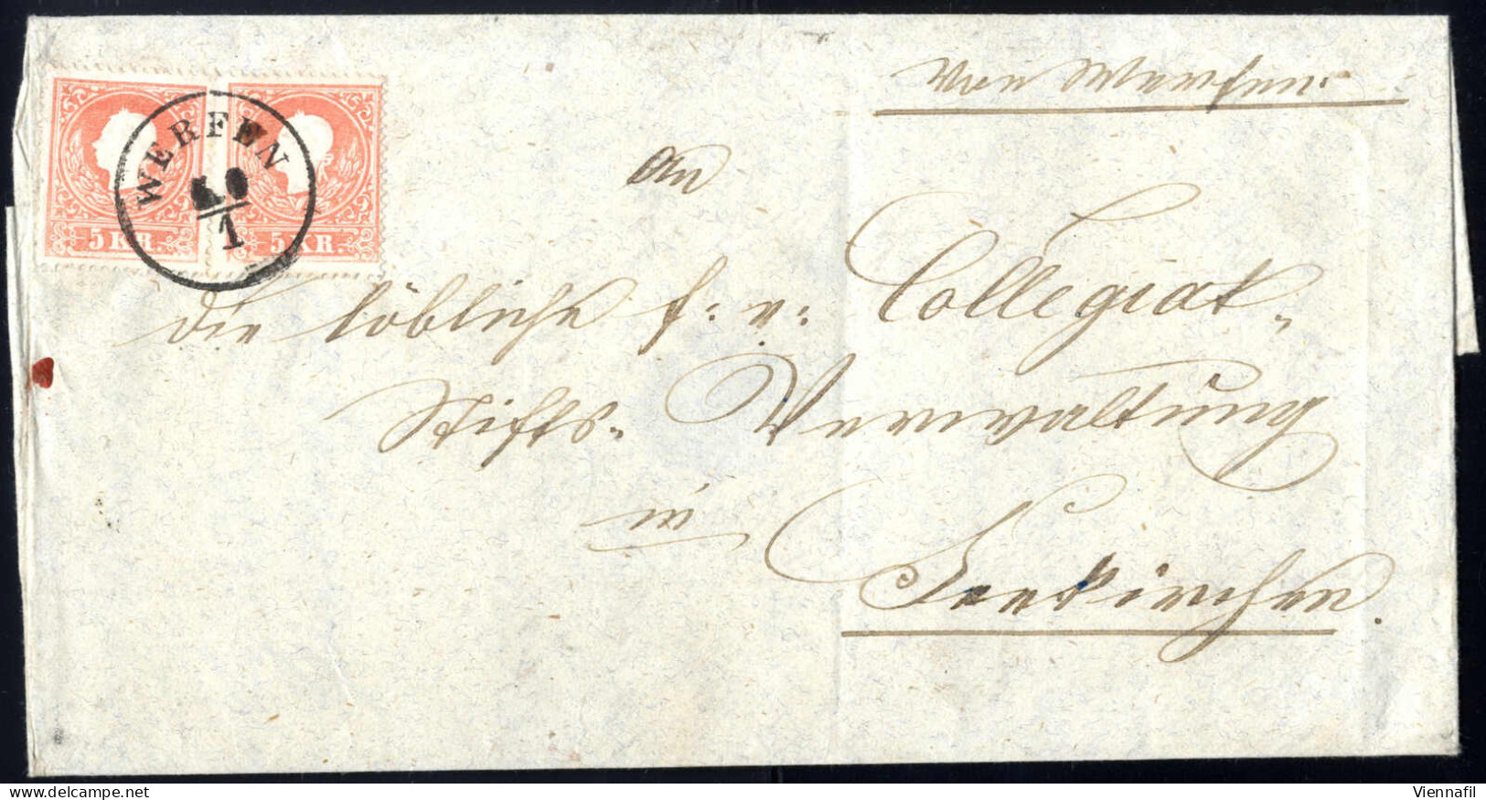 Cover 1861, WERFEN, Einkreisstpl. Auf Mit 5(2) Kr. Frank. Faltbrief, Gesendet über Salzburg Nach Seekirchen, Rs. Durchga - Sonstige & Ohne Zuordnung