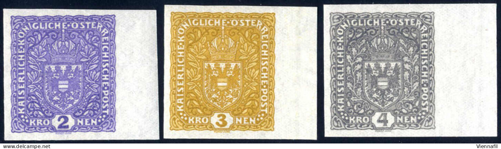 ** 1918, Flugpost, Komplette Serie 3 Werte Ohne Aufdruck, Ungezähnte Rechte Randstücke, Postfrisch, ANK 225-227 PU - Andere & Zonder Classificatie