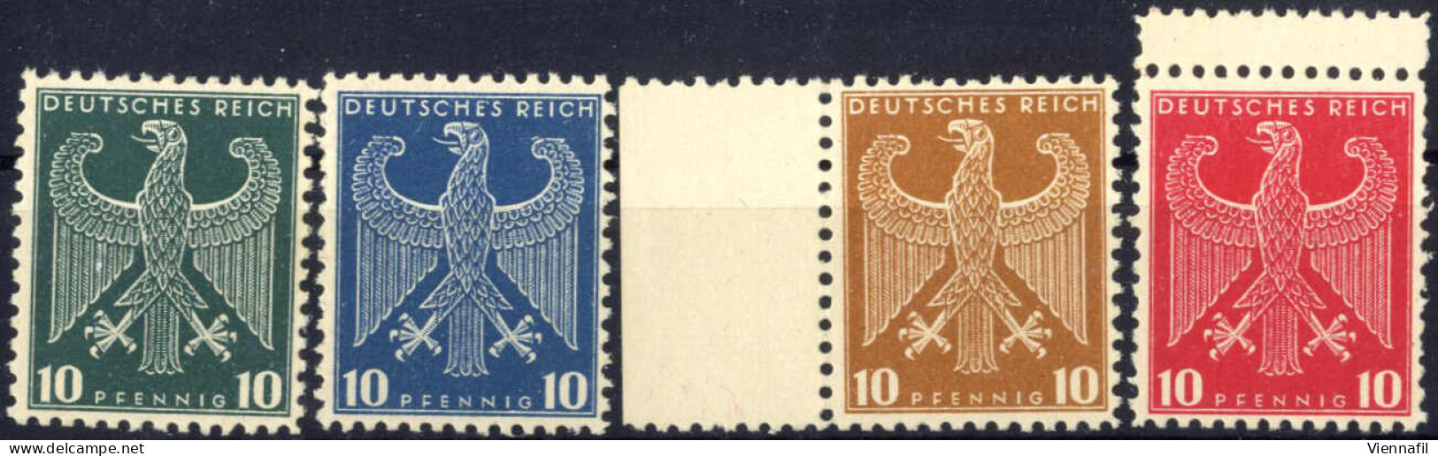 (*) 1925/26 Ca., Adler-Großformat Zu 10 Pfennig In Den Farben Ocker, Tiefblau, Karmin Und Grün Sind Essays Letzter Entwü - Autres & Non Classés