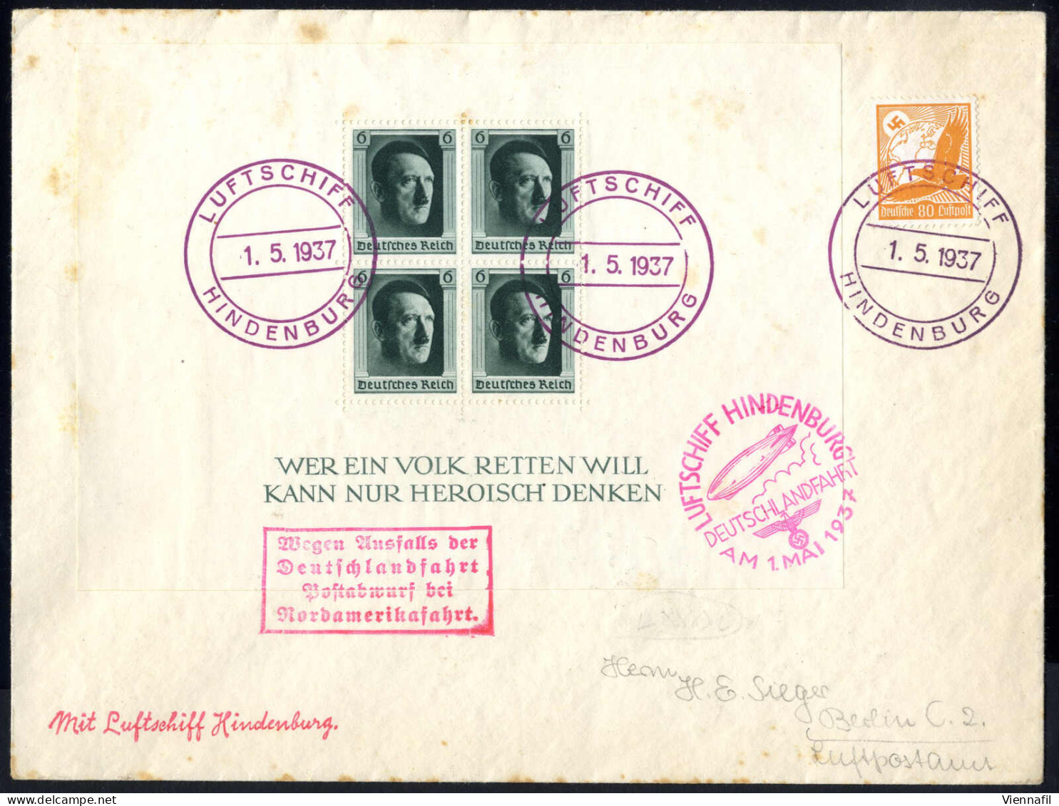 Cover 1930-39, Lot Mit Sechs Zeppelinbriefen Bzw. -karten Mit Verschiedenen Frankaturen; Dabei Nordlandfahrten 1930, Deu - Other & Unclassified