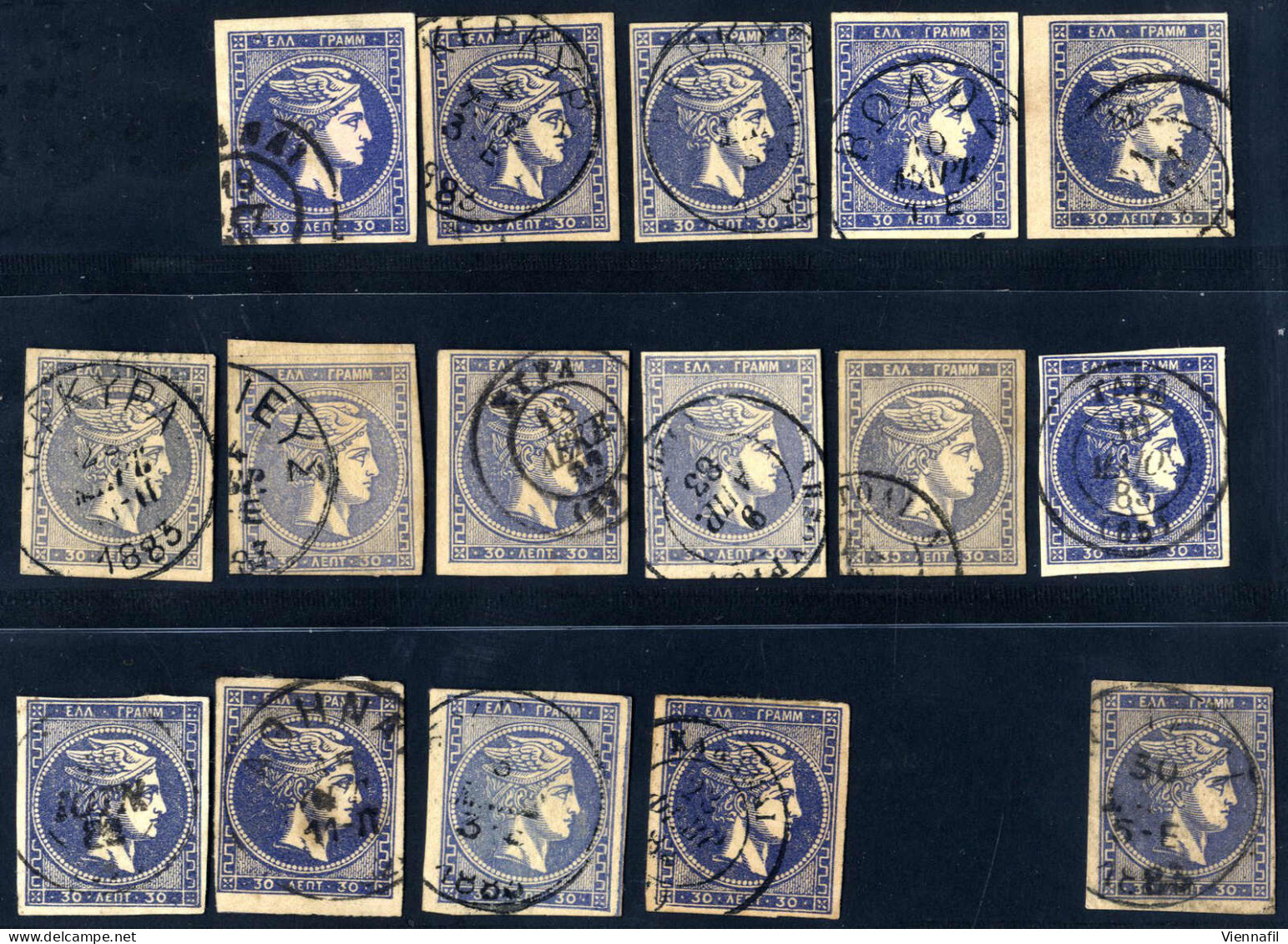 O/(*) 1861-8, 80 Lepta Lot Of 35 Stamps Used And Unused (3, Without Gum) (15 With Faults), Including 3 Paris Printing (o - Andere & Zonder Classificatie