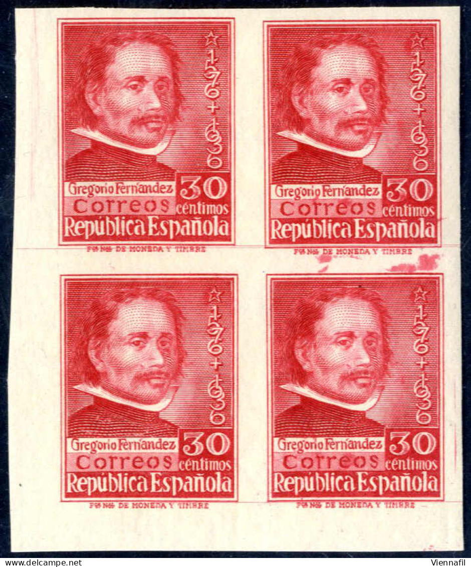 **/bof 1937, 30 C. Gregorio Fernández, Imperforate Corner Block Of Four, MNH In Pristine Condition, Scarse (Edifil 726s, - Altri & Non Classificati